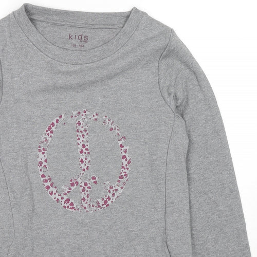Tchibo Girls Grey Cotton Pullover Sweatshirt Size 13-14 Years Pullover - Pockets