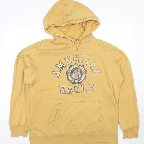 American Eagle Outfitters Mens Yellow Cotton Pullover Sweatshirt Size M - Logo