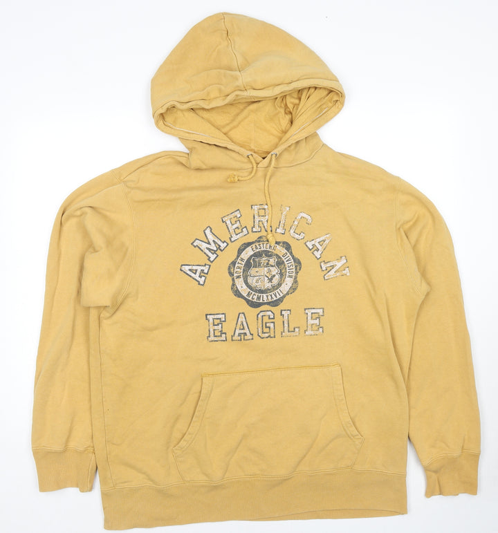 American Eagle Outfitters Mens Yellow Cotton Pullover Sweatshirt Size M - Logo