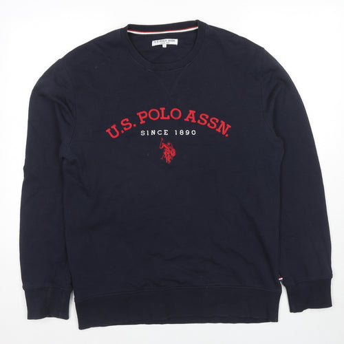 US Polo Assn. Mens Blue Cotton Pullover Sweatshirt Size L - Logo
