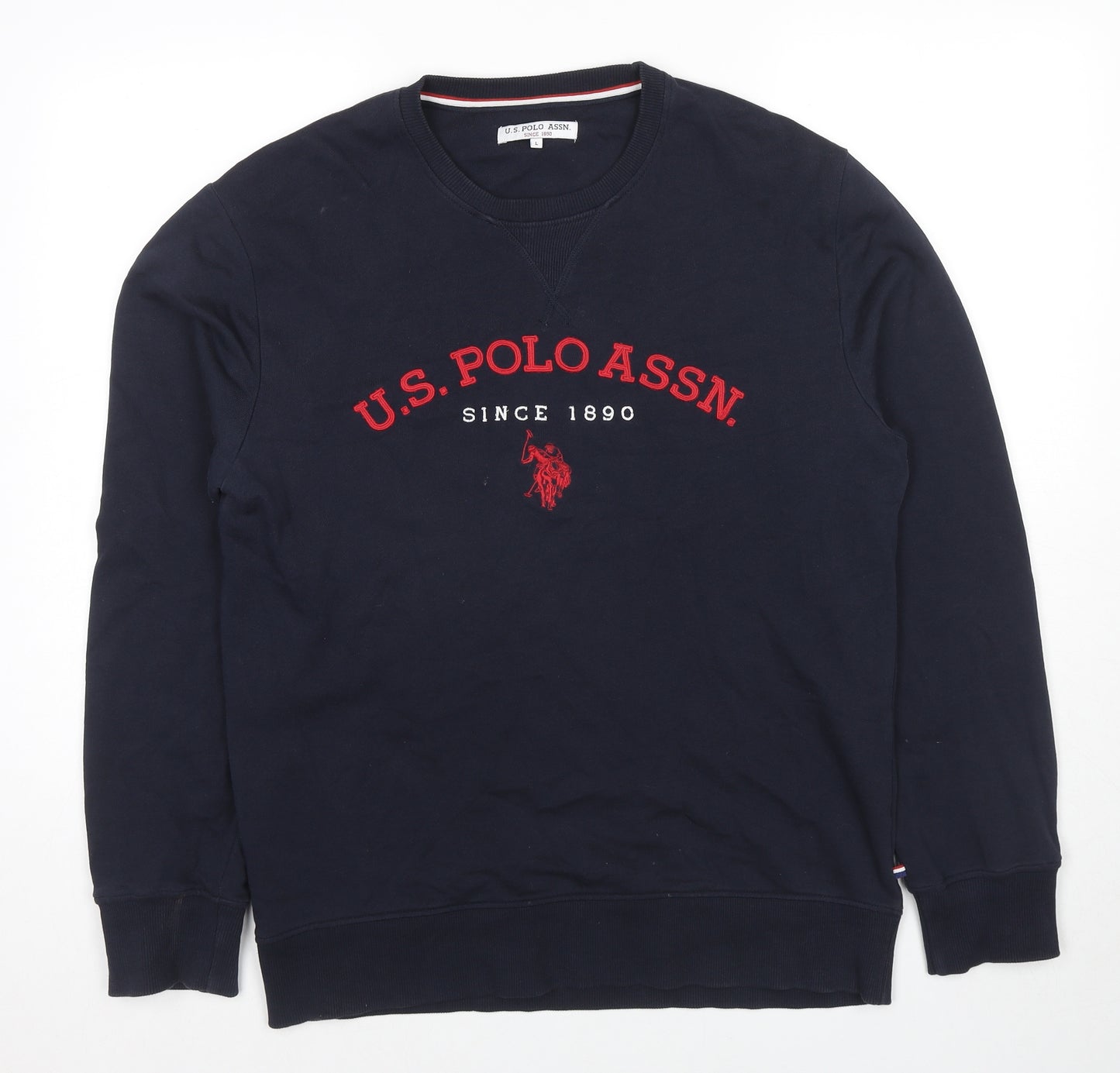 US Polo Assn. Mens Blue Cotton Pullover Sweatshirt Size L - Logo