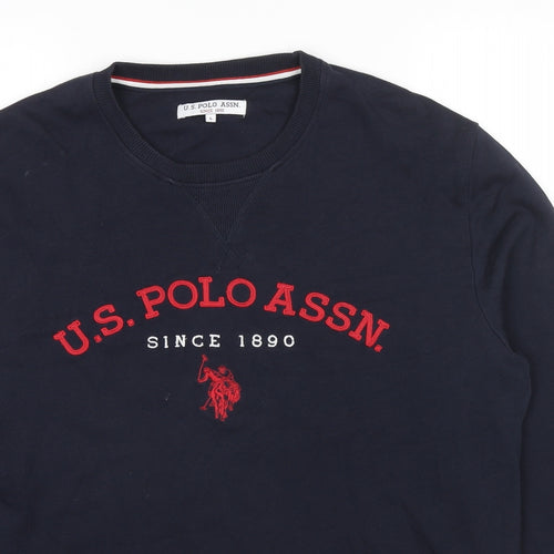 US Polo Assn. Mens Blue Cotton Pullover Sweatshirt Size L - Logo