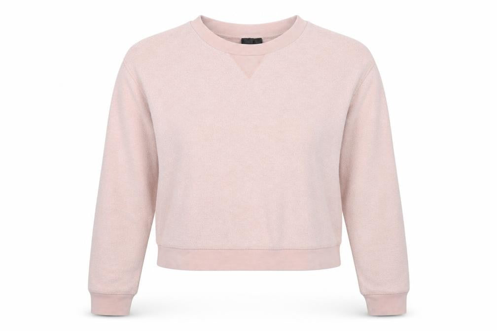 Front view of Topshop women’s pink cotton pullover sweatshirt, size UK 12, pullover