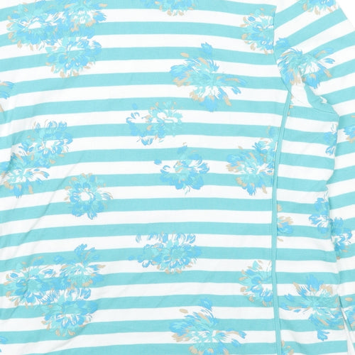 Emreco Womens Blue Striped Cotton Full Zip Sweatshirt Size 14 Zip - Flowers