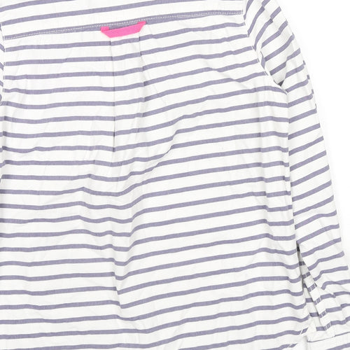 Badminton Womens White Striped Cotton Pullover Sweatshirt Size 6 Button - Beaded Logo Detail