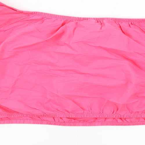 Marks and Spencer Womens Pink 100% Cotton Cropped Blouse Size 18 Off the Shoulder - Embroidered Flowers