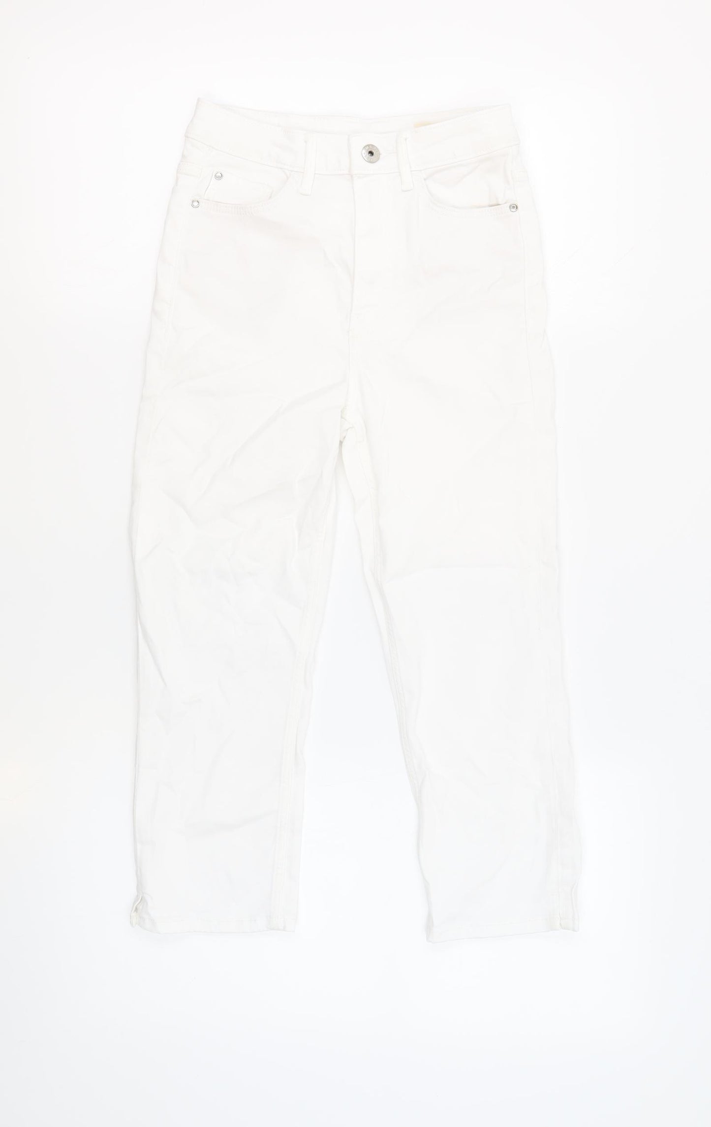 Marks and Spencer Womens White Cotton Skinny Jeans Size 6 L21 in Regular Button