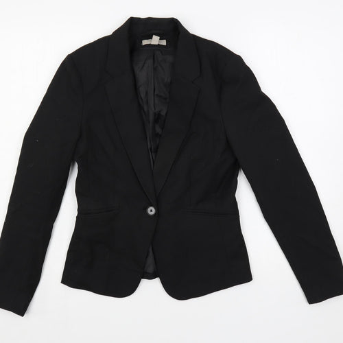 H&M Womens Black Jacket Blazer Size 8 Button