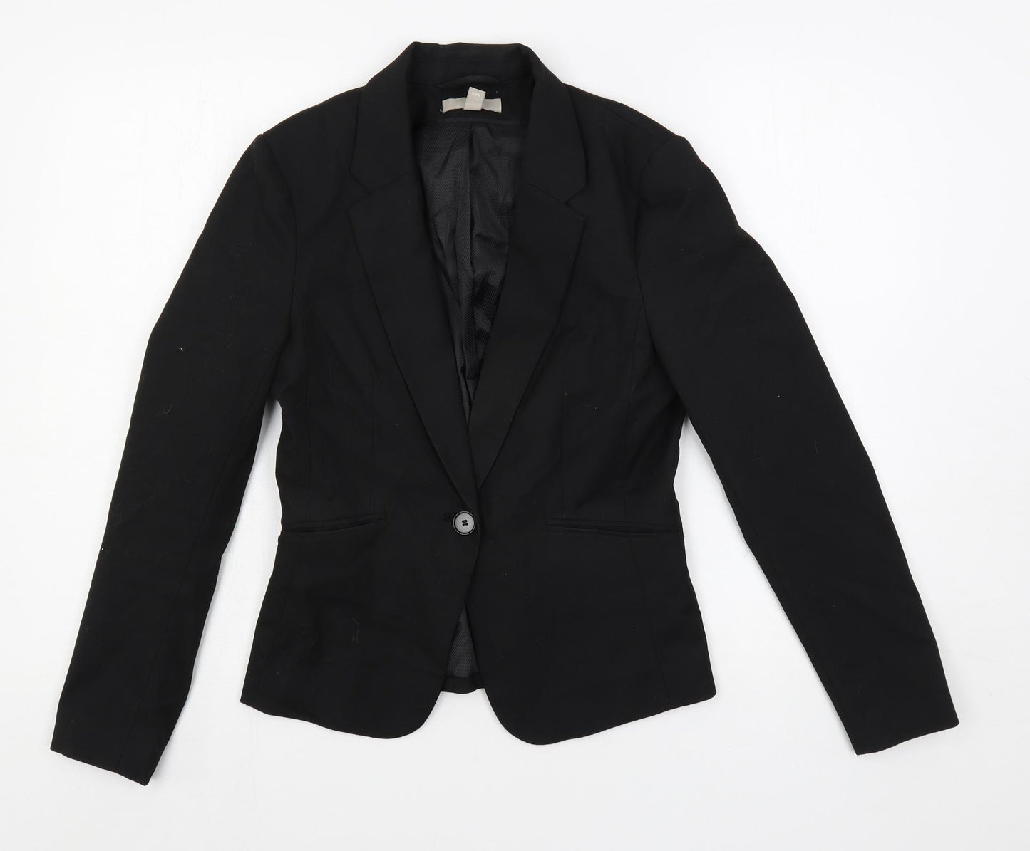 H&M Womens Black Jacket Blazer Size 8 Button