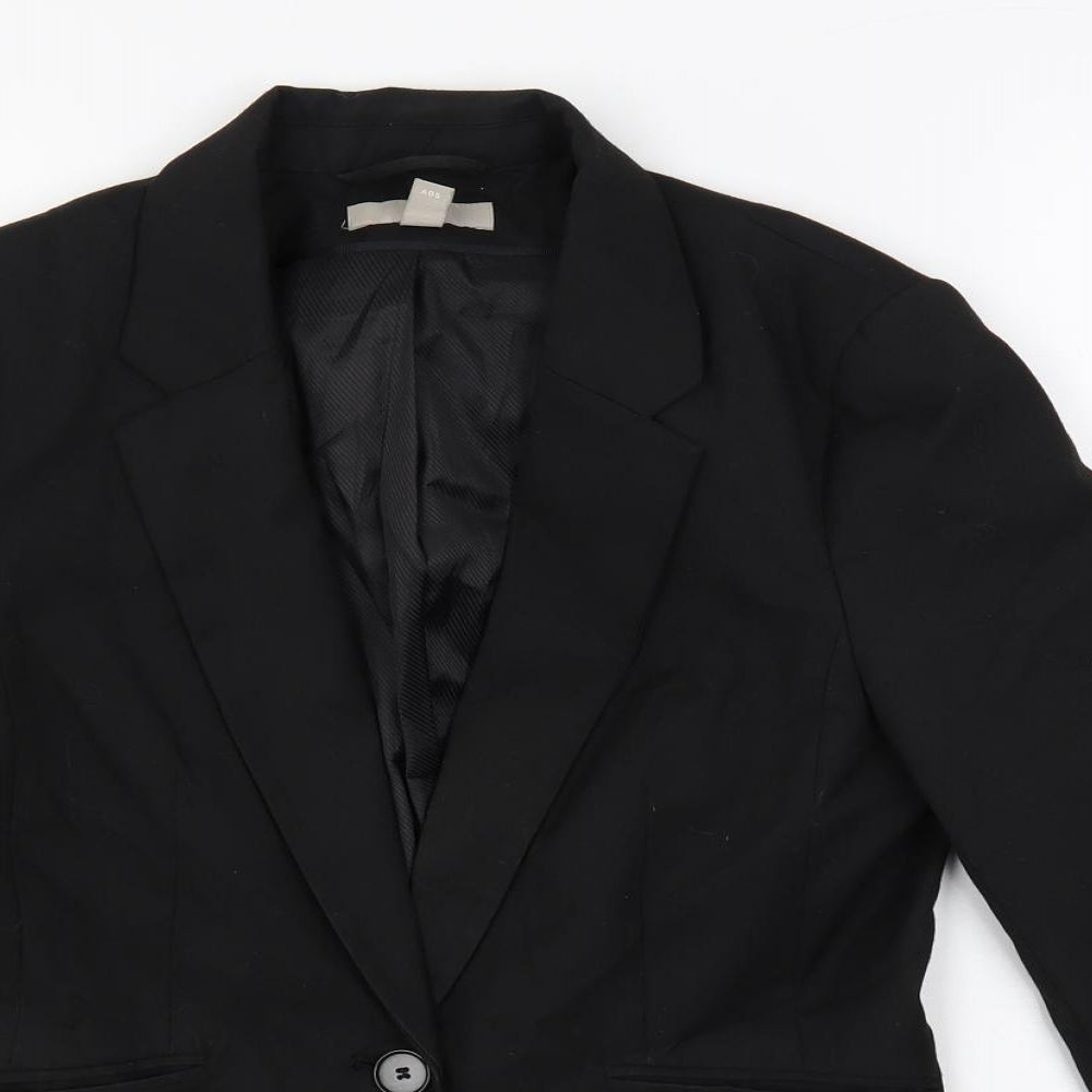 H&M Womens Black Jacket Blazer Size 8 Button