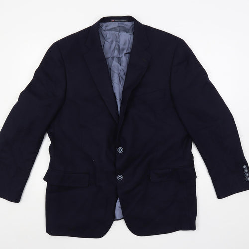 Hart Schaffner Marx Mens Blue Polyester Jacket Blazer Size 44 Regular