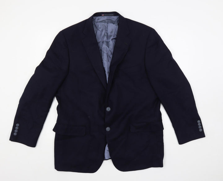 Hart Schaffner Marx Mens Blue Polyester Jacket Blazer Size 44 Regular