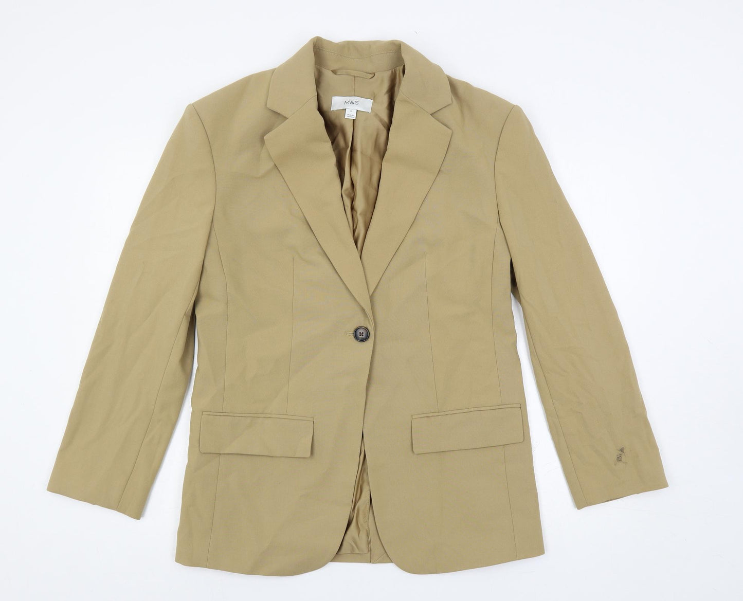 Marks and Spencer Womens Beige Jacket Blazer Size 8 Button