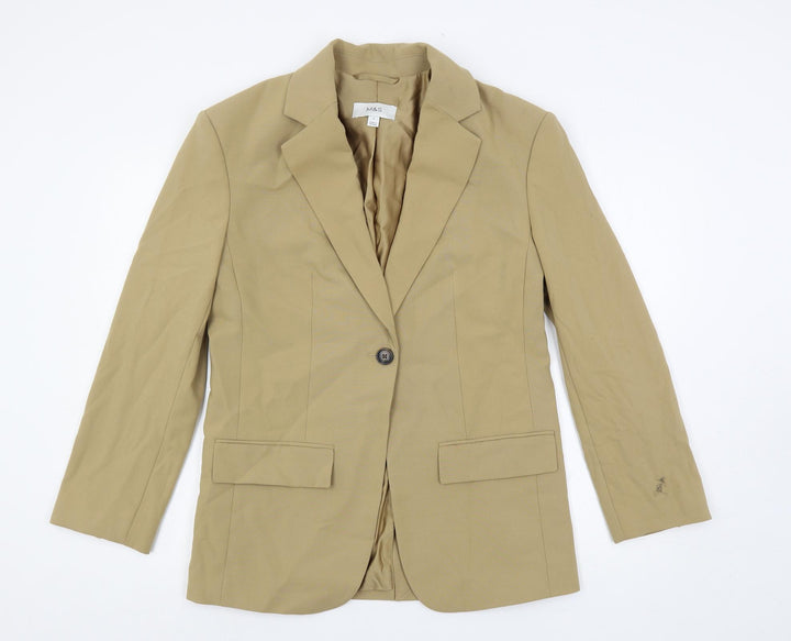 Marks and Spencer Womens Beige Jacket Blazer Size 8 Button
