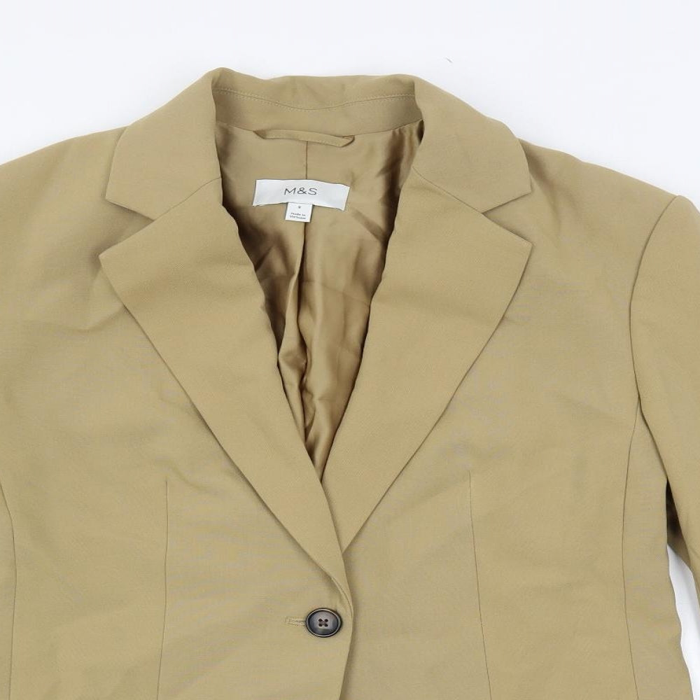 Marks and Spencer Womens Beige Jacket Blazer Size 8 Button