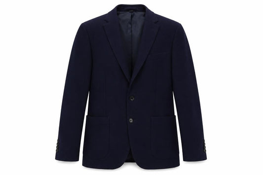 Front view of Marks & Spencer men’s blue polyamide jacket blazer, size 40, regular