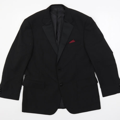 Marks and Spencer Mens Black Polyester Tuxedo Suit Jacket Size 40 Regular