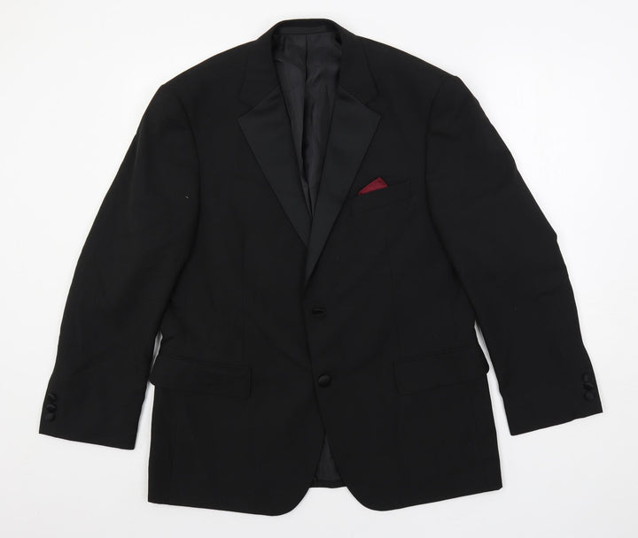 Marks and Spencer Mens Black Polyester Tuxedo Suit Jacket Size 40 Regular