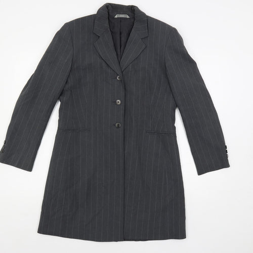 Marks and Spencer Womens Grey Striped Jacket Blazer Size 12 Button