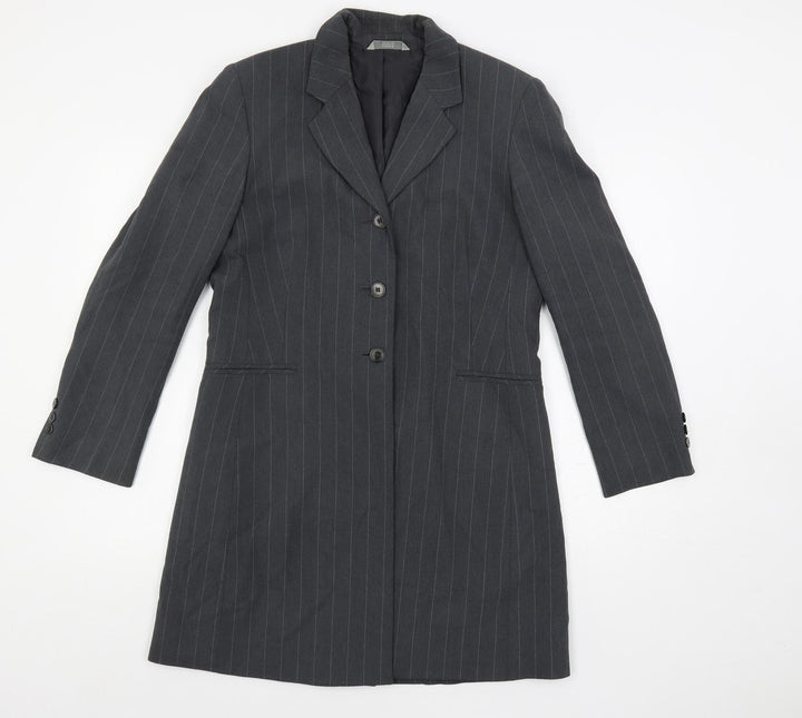 Marks and Spencer Womens Grey Striped Jacket Blazer Size 12 Button