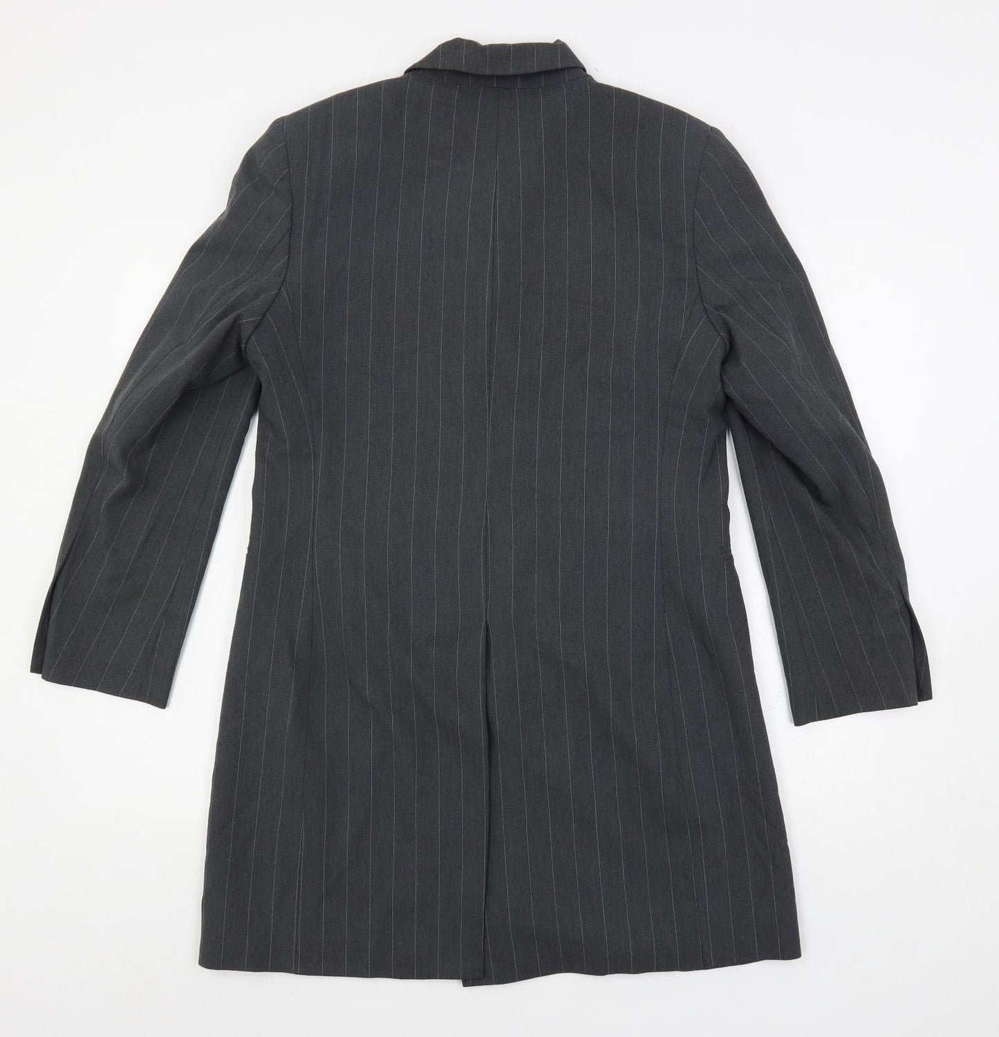 Marks and Spencer Womens Grey Striped Jacket Blazer Size 12 Button