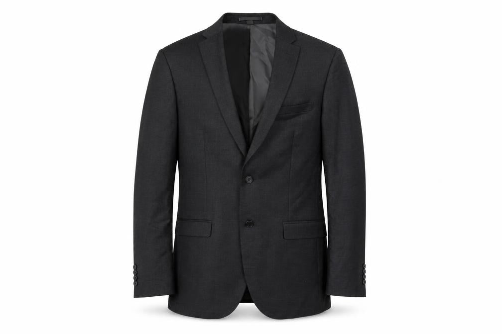 Front view of Marks & Spencer men’s grey polyester jacket suit jacket, size 42, regular