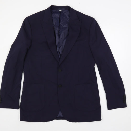 Marks and Spencer Mens Blue Polyamide Jacket Suit Jacket Size 42 Regular