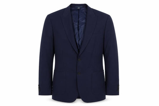 Front view of Marks & Spencer men’s blue polyamide jacket suit jacket, size 42, regular
