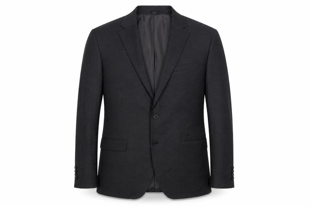 Front view of Marks & Spencer men’s grey polyester jacket suit jacket, size 44, regular