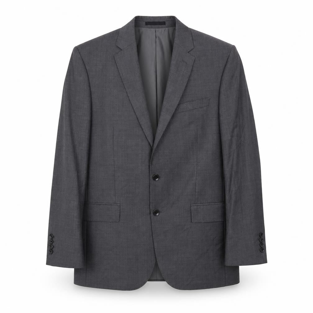 Front view of Marks & Spencer men’s grey wool jacket suit jacket, size 42, regular