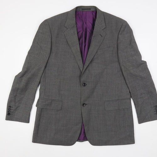 Racing Green Mens Grey Wool Jacket Suit Jacket Size 44 Regular