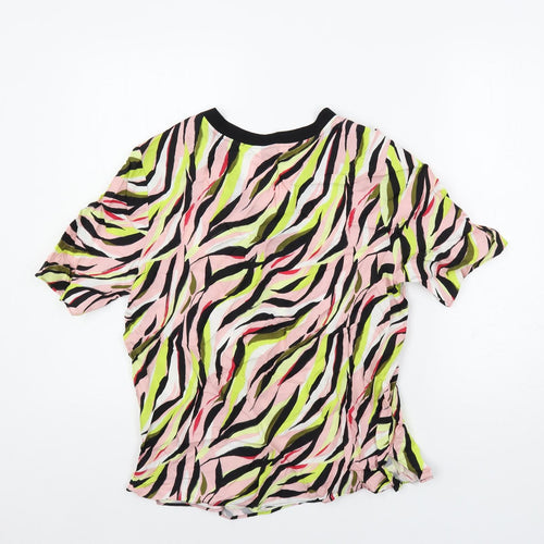 Marks and Spencer Womens Multicoloured Geometric Cupro Basic Blouse Size 10 V-Neck