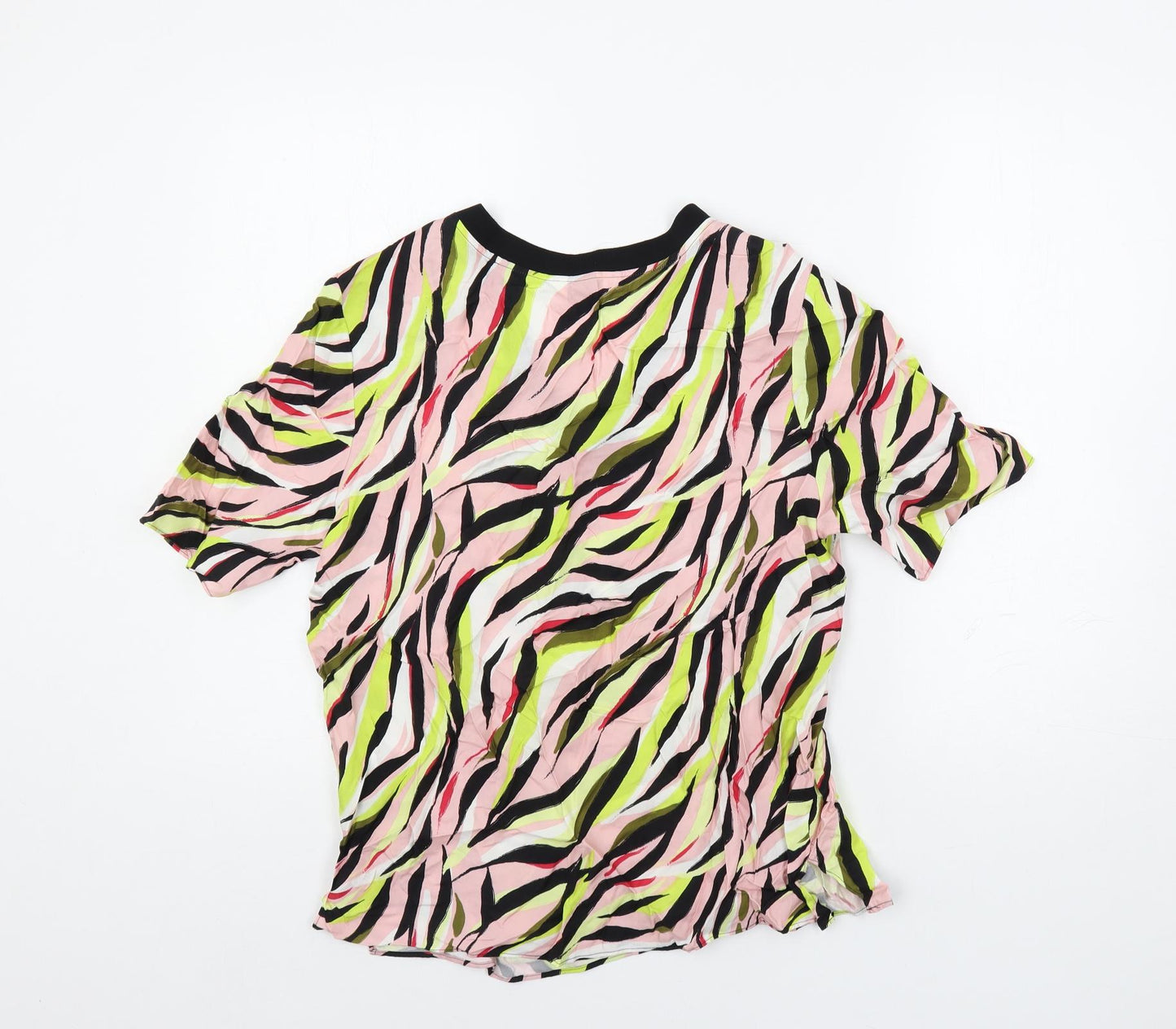 Marks and Spencer Womens Multicoloured Geometric Cupro Basic Blouse Size 10 V-Neck