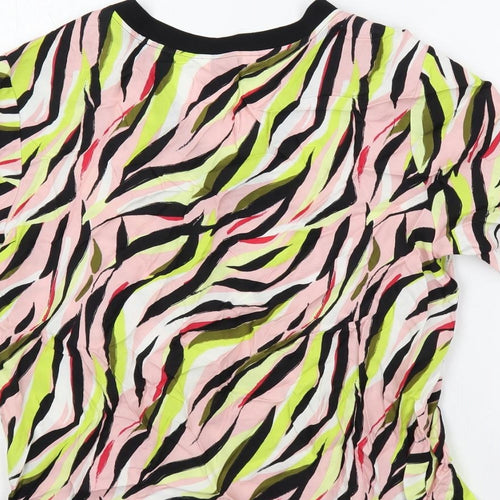 Marks and Spencer Womens Multicoloured Geometric Cupro Basic Blouse Size 10 V-Neck
