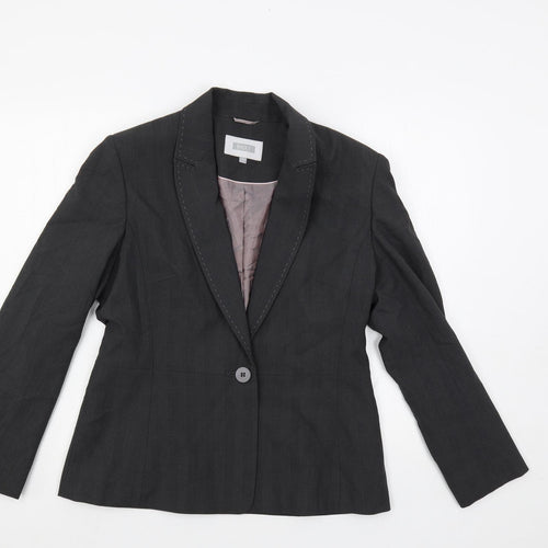 NEXT Womens Grey Plaid Jacket Blazer Size 14 Button