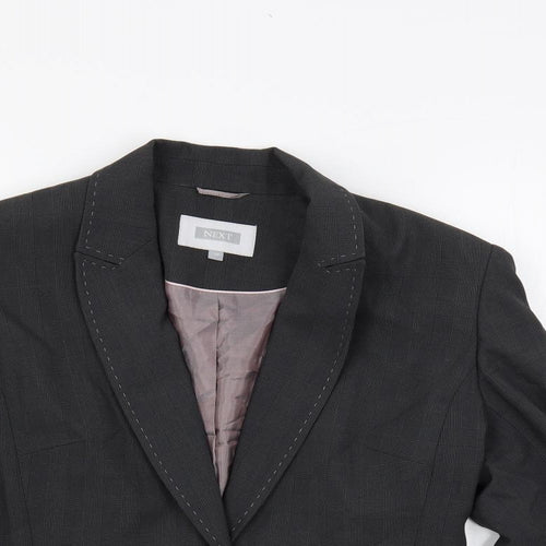 NEXT Womens Grey Plaid Jacket Blazer Size 14 Button
