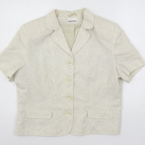 Selective Womens Beige Jacket Blazer Size 18 Button
