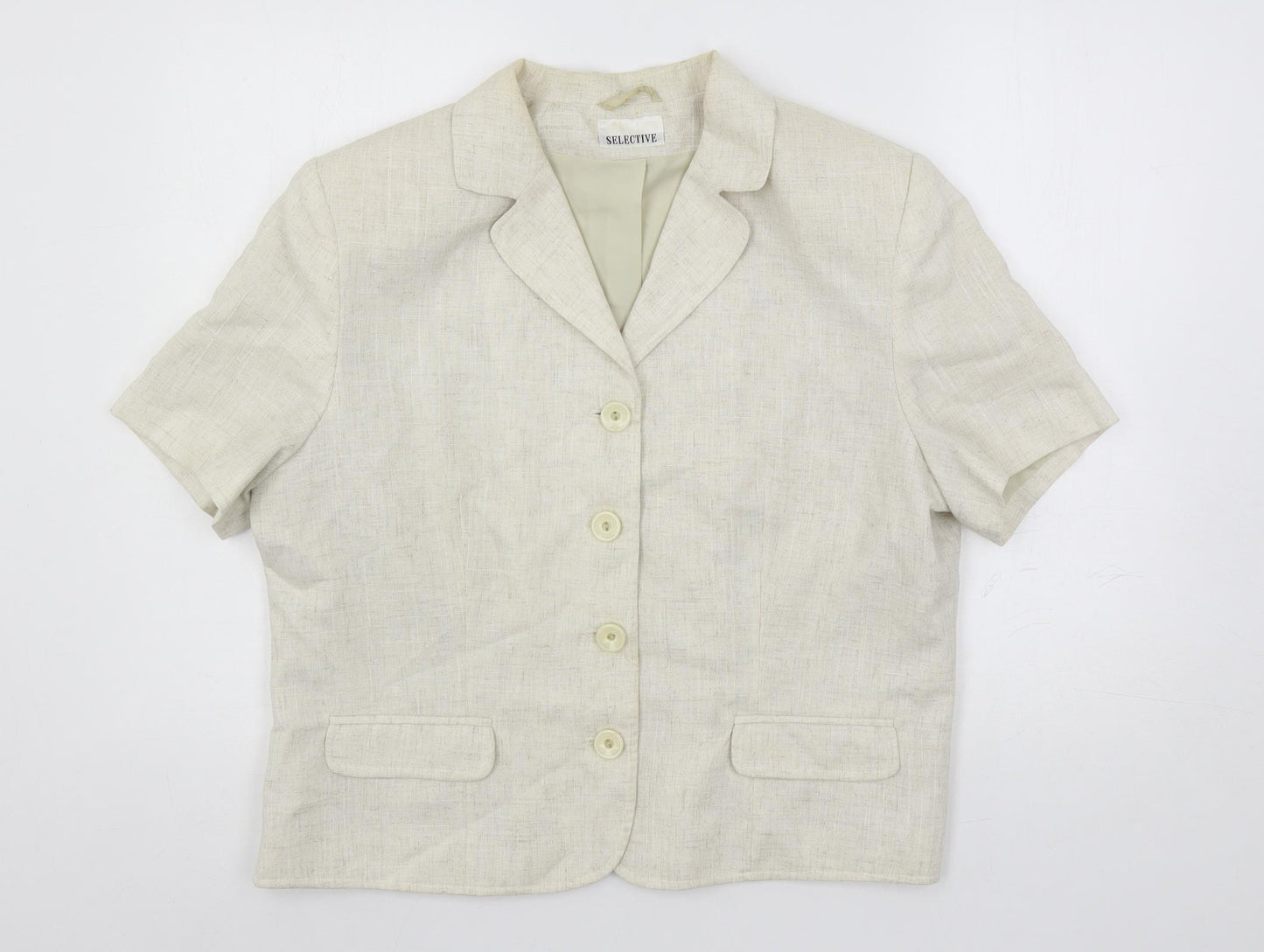 Selective Womens Beige Jacket Blazer Size 18 Button
