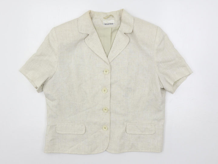 Selective Womens Beige Jacket Blazer Size 18 Button