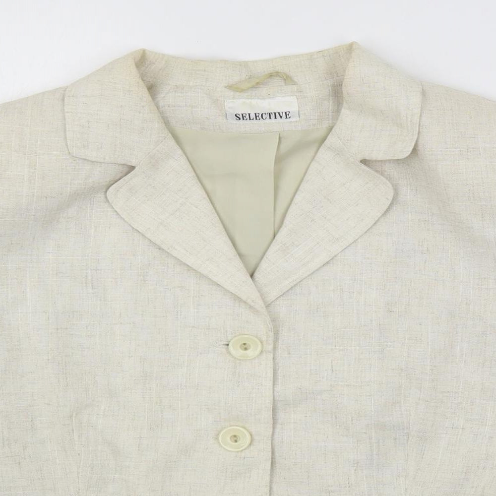 Selective Womens Beige Jacket Blazer Size 18 Button