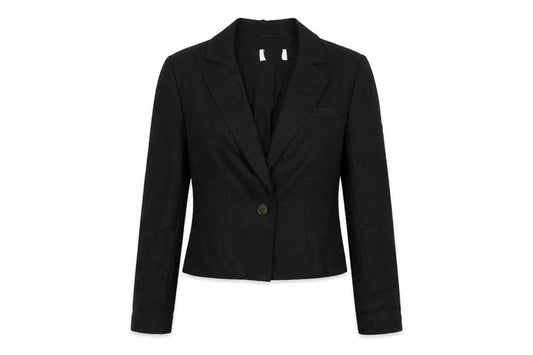 Front view of Marks & Spencer women’s black jacket blazer, size UK 8, button