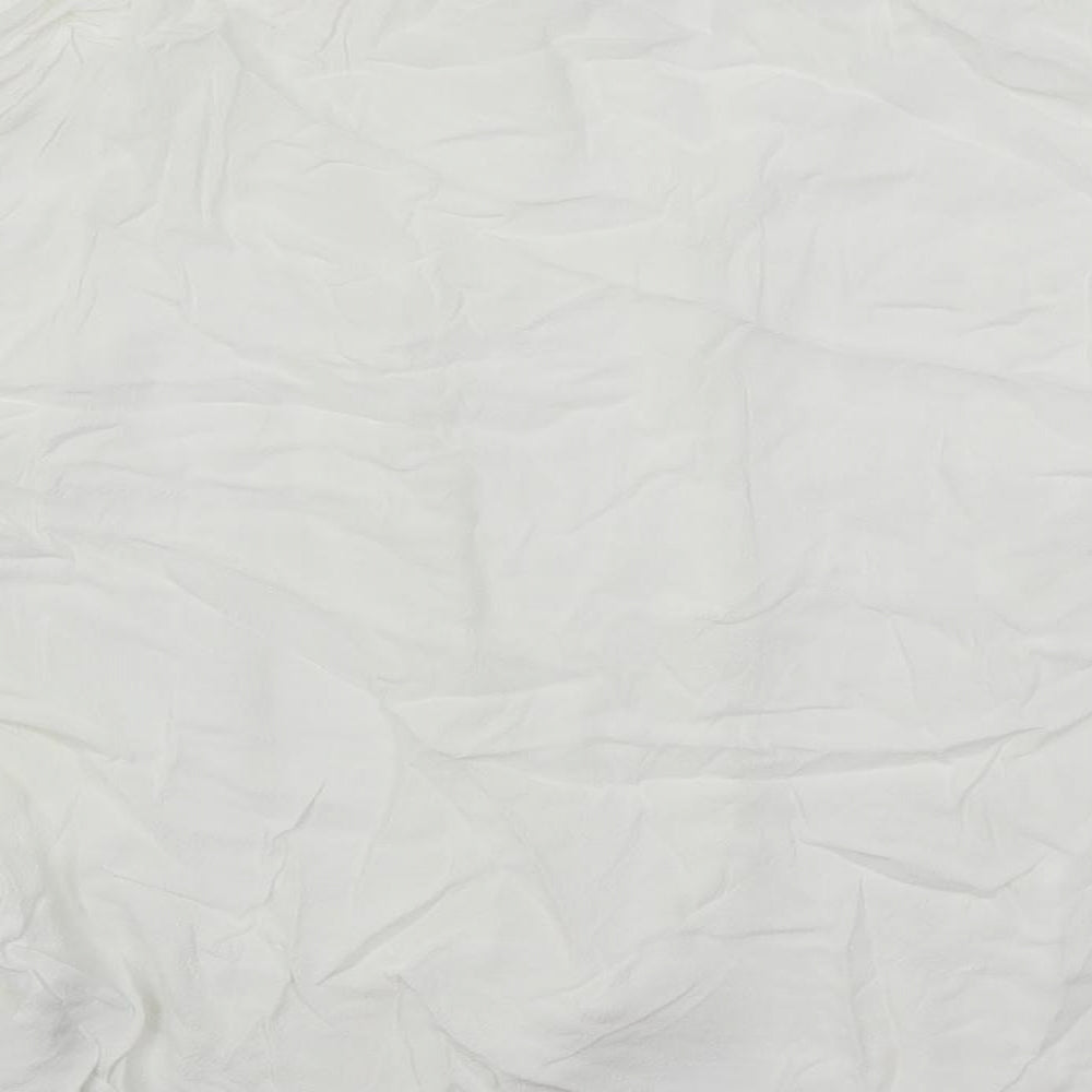Marks and Spencer Womens White Viscose Basic Button-Up Size 14 Mock Neck