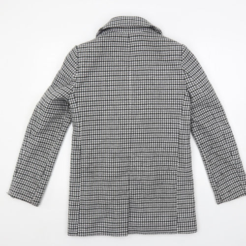 Marks and Spencer Womens Grey Geometric Pea Coat Coat Size 6 Button