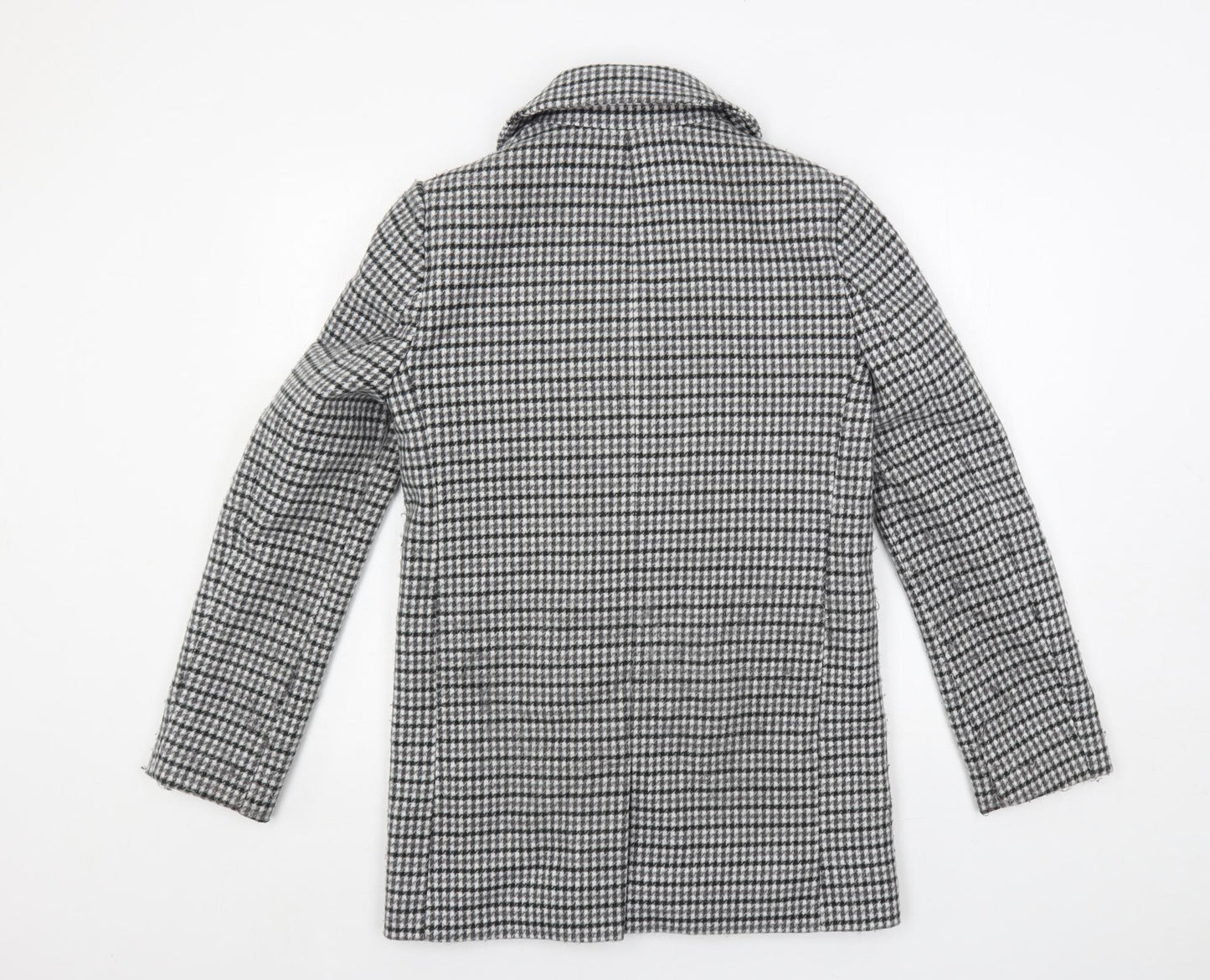Marks and Spencer Womens Grey Geometric Pea Coat Coat Size 6 Button