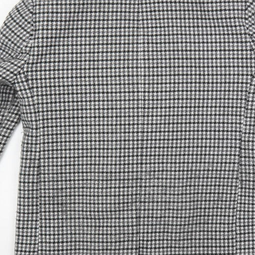 Marks and Spencer Womens Grey Geometric Pea Coat Coat Size 6 Button
