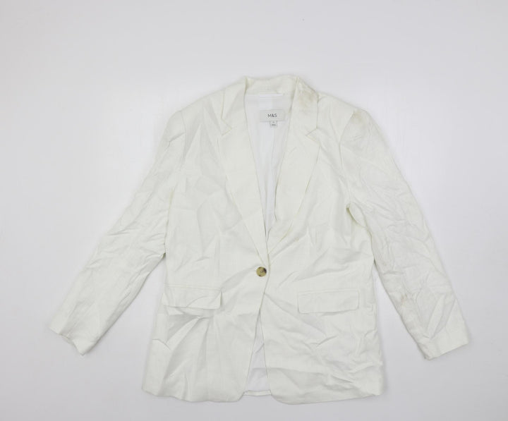 Marks and Spencer Womens White Jacket Blazer Size 14 Button
