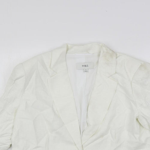 Marks and Spencer Womens White Jacket Blazer Size 14 Button