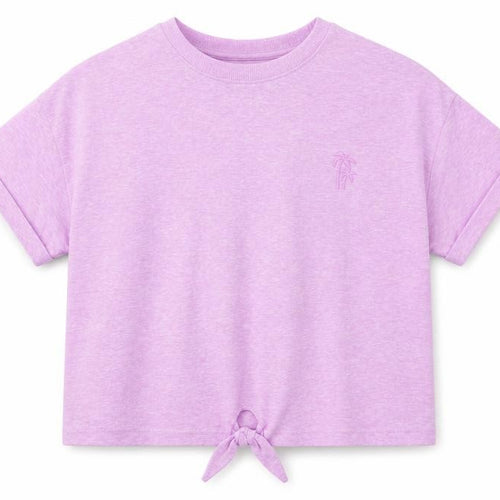 Marks and Spencer Girls Pink Polyester Pullover T-Shirt Size 9-10 Years Crew Neck Pullover - Tie Front Detail