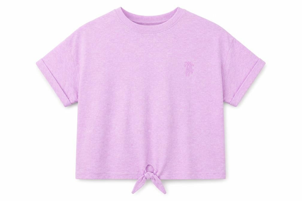 Marks and Spencer Girls Pink Polyester Pullover T-Shirt Size 9-10 Years Crew Neck Pullover - Tie Front Detail