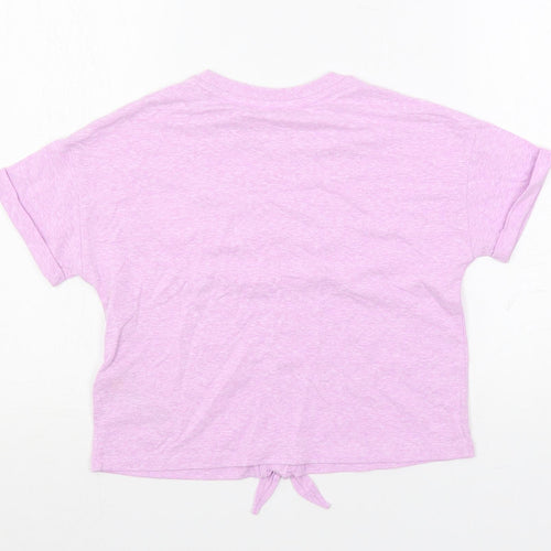 Marks and Spencer Girls Pink Polyester Pullover T-Shirt Size 9-10 Years Crew Neck Pullover - Tie Front Detail